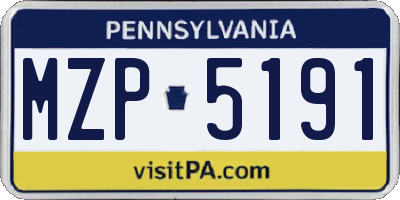 PA license plate MZP5191