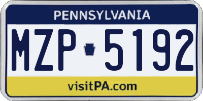PA license plate MZP5192