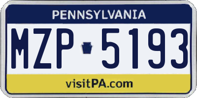 PA license plate MZP5193