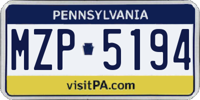 PA license plate MZP5194