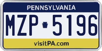 PA license plate MZP5196