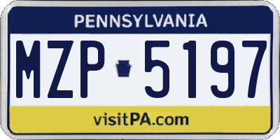 PA license plate MZP5197