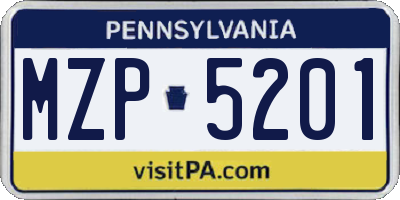 PA license plate MZP5201