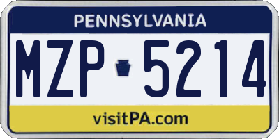 PA license plate MZP5214