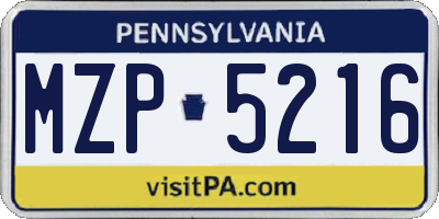 PA license plate MZP5216