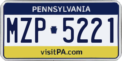 PA license plate MZP5221