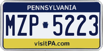 PA license plate MZP5223