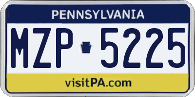PA license plate MZP5225