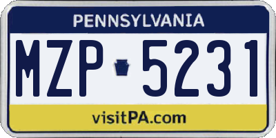 PA license plate MZP5231