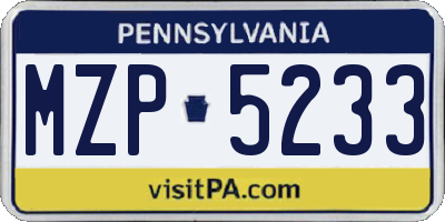 PA license plate MZP5233