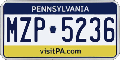 PA license plate MZP5236