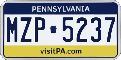 PA license plate MZP5237