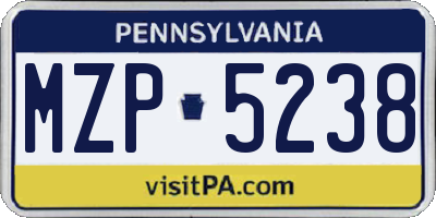 PA license plate MZP5238