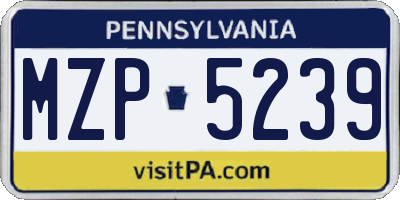 PA license plate MZP5239