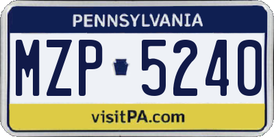 PA license plate MZP5240