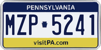 PA license plate MZP5241