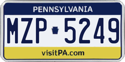 PA license plate MZP5249