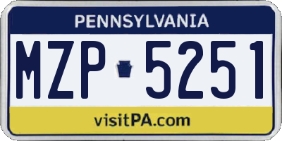 PA license plate MZP5251