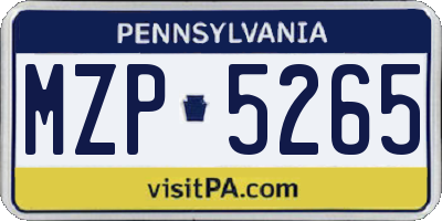 PA license plate MZP5265