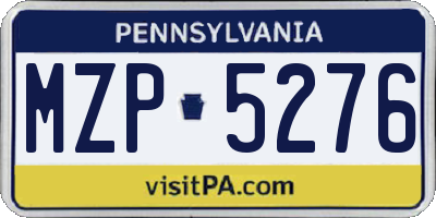 PA license plate MZP5276