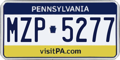 PA license plate MZP5277
