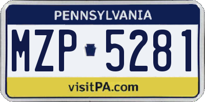 PA license plate MZP5281