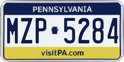 PA license plate MZP5284