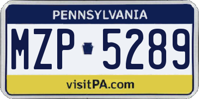 PA license plate MZP5289