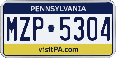 PA license plate MZP5304