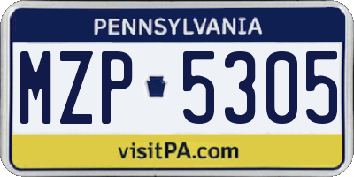 PA license plate MZP5305