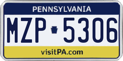 PA license plate MZP5306