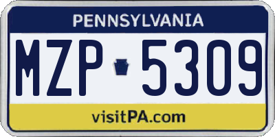 PA license plate MZP5309
