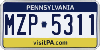 PA license plate MZP5311