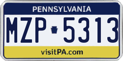 PA license plate MZP5313
