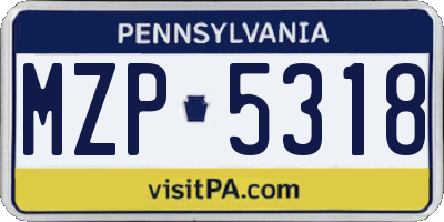 PA license plate MZP5318