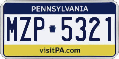 PA license plate MZP5321