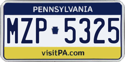 PA license plate MZP5325