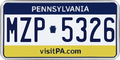 PA license plate MZP5326