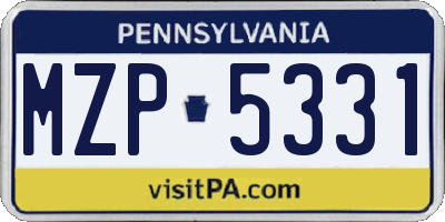 PA license plate MZP5331