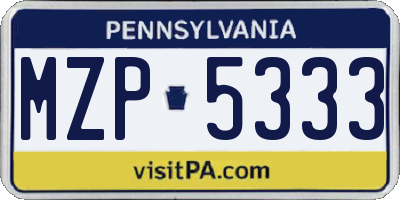 PA license plate MZP5333