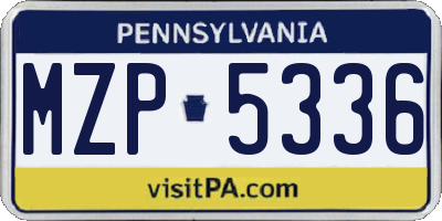 PA license plate MZP5336