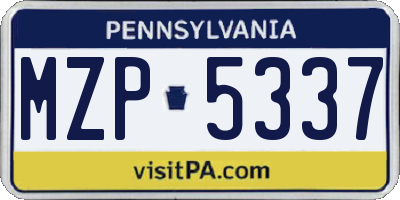 PA license plate MZP5337
