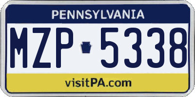 PA license plate MZP5338