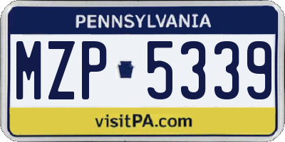 PA license plate MZP5339