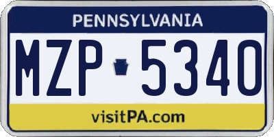 PA license plate MZP5340