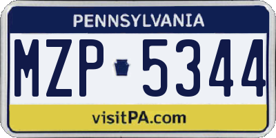 PA license plate MZP5344