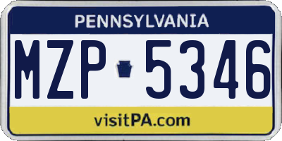 PA license plate MZP5346