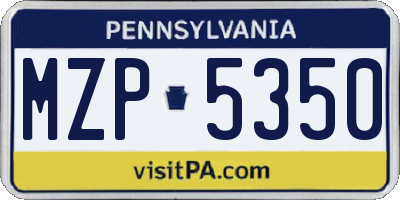 PA license plate MZP5350