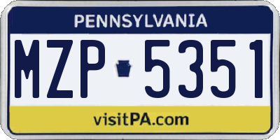 PA license plate MZP5351