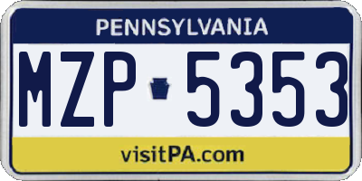 PA license plate MZP5353